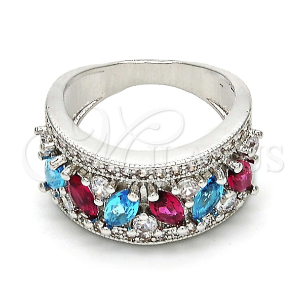 White Gold Filled Ring — Multi Stone Ring with Multicolor Cubic Zirconia Polished — main product view — SKU 113223 | Oro Laminado Blanco anillo — Multi Stone Ring with Multicolor Cubic Zirconia pulido — SKU 113223
