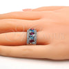 Rhodium Gold Filled Multi Stone Ring, with Multicolor Cubic Zirconia, Polished, Rhodium Finish, 01.206.0003.1.08 (Size 8)
