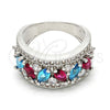 Rhodium Gold Filled Multi Stone Ring, with Multicolor Cubic Zirconia, Polished, Rhodium Finish, 01.206.0003.1.08 (Size 8)
