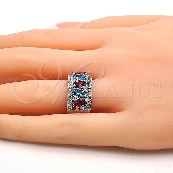 White Gold Filled Ring — Multi Stone Ring with Multicolor Cubic Zirconia Polished — alternate product view — SKU 113225 | Oro Laminado Blanco anillo — Multi Stone Ring with Multicolor Cubic Zirconia pulido — SKU 113225