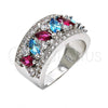 Rhodium Gold Filled Multi Stone Ring, with Multicolor Cubic Zirconia, Polished, Rhodium Finish, 01.206.0003.1.09 (Size 9)