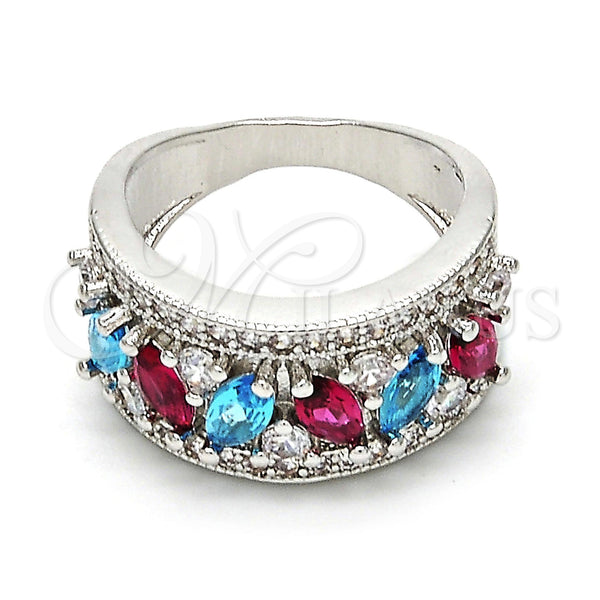 White Gold Filled Ring — Multi Stone Ring with Multicolor Cubic Zirconia Polished — main product view — SKU 113225 | Oro Laminado Blanco anillo — Multi Stone Ring with Multicolor Cubic Zirconia pulido — SKU 113225