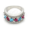 Rhodium Gold Filled Multi Stone Ring, with Multicolor Cubic Zirconia, Polished, Rhodium Finish, 01.206.0003.1.09 (Size 9)