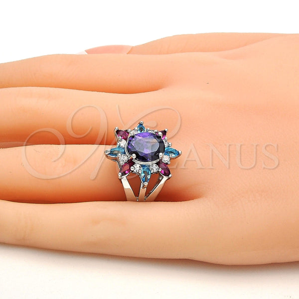 White Gold Filled Ring — Multi Stone Ring with Multicolor Cubic Zirconia Polished — alternate product view — SKU 113229 | Oro Laminado Blanco anillo — Multi Stone Ring with Multicolor Cubic Zirconia pulido — SKU 113229