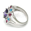 Rhodium Gold Filled Multi Stone Ring, with Multicolor Cubic Zirconia, Polished, Rhodium Finish, 01.206.0004.1.07 (Size 7)