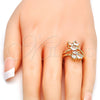 Oro Laminado Multi Stone Ring, Gold Filled Style with White Cubic Zirconia, Polished, Golden Finish, 01.210.0047.07 (Size 7)