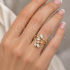 Oro Laminado Multi Stone Ring, Gold Filled Style with White Cubic Zirconia, Polished, Golden Finish, 01.210.0047.08 (Size 8)