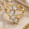 Oro Laminado Multi Stone Ring, Gold Filled Style with White Cubic Zirconia, Polished, Golden Finish, 01.210.0047.08 (Size 8)