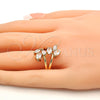 Oro Laminado Multi Stone Ring, Gold Filled Style with White Cubic Zirconia, Polished, Golden Finish, 01.210.0047.09 (Size 9)