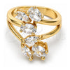 Oro Laminado Multi Stone Ring, Gold Filled Style with White Cubic Zirconia, Polished, Golden Finish, 01.210.0047.09 (Size 9)