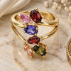 Oro Laminado Multi Stone Ring, Gold Filled Style with Multicolor Cubic Zirconia, Polished, Golden Finish, 01.210.0047.1.09 (Size 9)