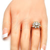 Oro Laminado Multi Stone Ring, Gold Filled Style Flower Design, with White Cubic Zirconia, Polished, Golden Finish, 01.210.0048.07 (Size 7)