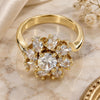 Oro Laminado Multi Stone Ring, Gold Filled Style Flower Design, with White Cubic Zirconia, Polished, Golden Finish, 01.210.0048.08 (Size 8)