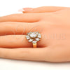 Oro Laminado Multi Stone Ring, Gold Filled Style with White Cubic Zirconia, Polished, Golden Finish, 01.210.0050.07 (Size 7)