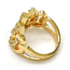 Oro Laminado Multi Stone Ring, Gold Filled Style with White Cubic Zirconia, Polished, Golden Finish, 01.210.0052.07 (Size 7)