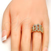 Oro Laminado Multi Stone Ring, Gold Filled Style with White Cubic Zirconia, Polished, Golden Finish, 01.210.0052.08 (Size 8)