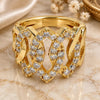 Oro Laminado Multi Stone Ring, Gold Filled Style with White Cubic Zirconia, Polished, Golden Finish, 01.210.0052.08 (Size 8)