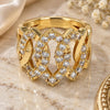 Oro Laminado Multi Stone Ring, Gold Filled Style with White Cubic Zirconia, Polished, Golden Finish, 01.210.0052.09 (Size 9)