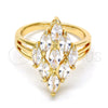 Oro Laminado Multi Stone Ring, Gold Filled Style with White Cubic Zirconia, Polished, Golden Finish, 01.210.0054.07 (Size 7)