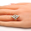 Oro Laminado Multi Stone Ring, Gold Filled Style with White Cubic Zirconia, Polished, Golden Finish, 01.210.0054.08 (Size 8)