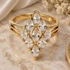 Oro Laminado Multi Stone Ring, Gold Filled Style with White Cubic Zirconia, Polished, Golden Finish, 01.210.0054.09 (Size 9)
