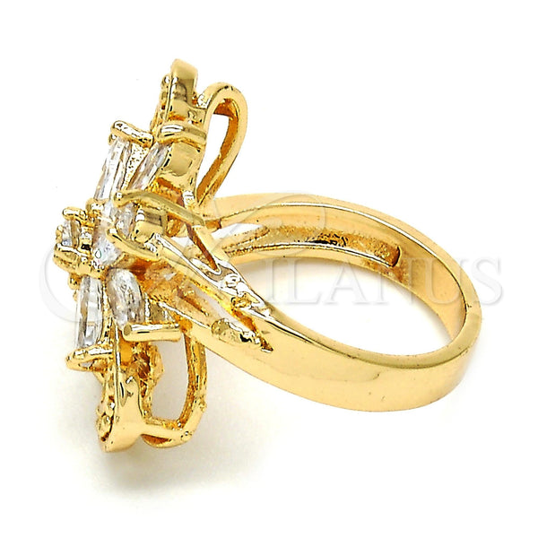 Gold Filled Ring — Multi Stone Ring Flower Design with White Cubic — main product view — SKU 113290 | Oro Laminado anillo — Multi Stone Ring flor diseño with blanco Cubic — SKU 113290