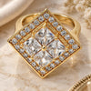 Oro Laminado Multi Stone Ring, Gold Filled Style with White Cubic Zirconia, Polished, Golden Finish, 01.210.0056.08 (Size 8)