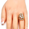 Oro Laminado Multi Stone Ring, Gold Filled Style with White Cubic Zirconia, Polished, Golden Finish, 01.210.0057.07 (Size 7)