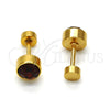 Stainless Steel Stud Earring, with Brown Crystal, Polished, Golden Finish, 02.271.0008