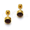 Stainless Steel Stud Earring, with Brown Crystal, Polished, Golden Finish, 02.271.0008