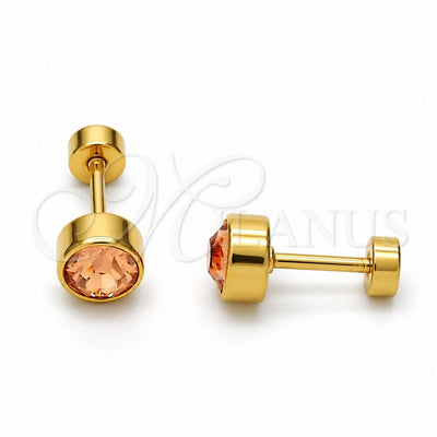 Stainless Steel Stud Earring, with Champagne Crystal, Polished, Golden Finish, 02.271.0008.2