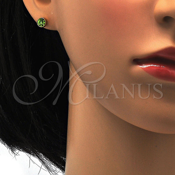 Stainless Steel Ring — Stud Earring with Light Green Crystal Polished 02. — alternate product view — SKU 113314 | Acero Inoxidable anillo — Stud Earring with Light Green cristal pulido 02. — SKU 113314
