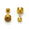 Stainless Steel Stud Earring, with Coffee Crystal, Polished, Golden Finish, 02.271.0008.4
