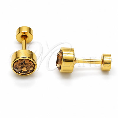 Stainless Steel Stud Earring, with Coffee Crystal, Polished, Golden Finish, 02.271.0008.4
