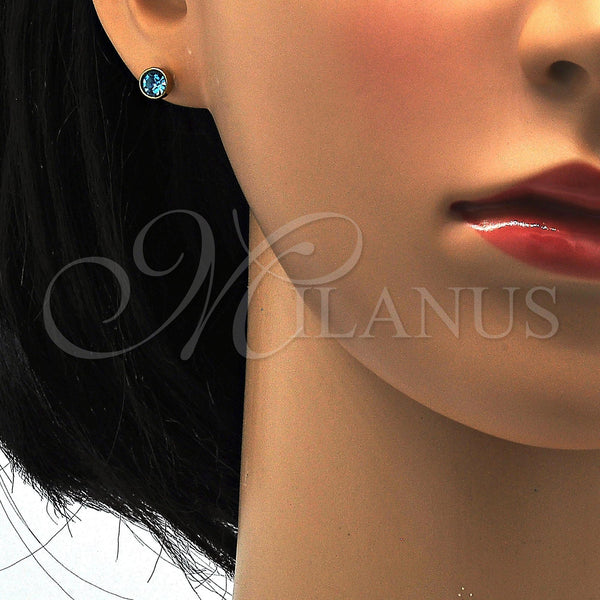 Stainless Steel Ring — Stud Earring with Blue Topaz Crystal Polished 02. — alternate product view — SKU 113317 | Acero Inoxidable anillo — Stud Earring with Blue Topaz cristal pulido 02. — SKU 113317