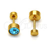 Stainless Steel Stud Earring, with Blue Topaz Crystal, Polished, Golden Finish, 02.271.0008.6