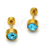 Stainless Steel Stud Earring, with Blue Topaz Crystal, Polished, Golden Finish, 02.271.0008.6