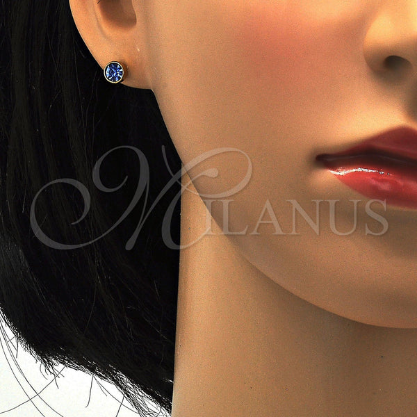 Stainless Steel Stud Earring, with Blue Shade Crystal, Polished, Golden Finish, 02.271.0008.7
