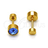 Stainless Steel Stud Earring, with Blue Shade Crystal, Polished, Golden Finish, 02.271.0008.7
