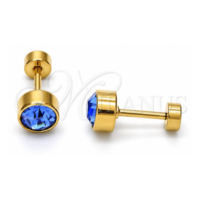 Stainless Steel Stud Earring, with Blue Shade Crystal, Polished, Golden Finish, 02.271.0008.7
