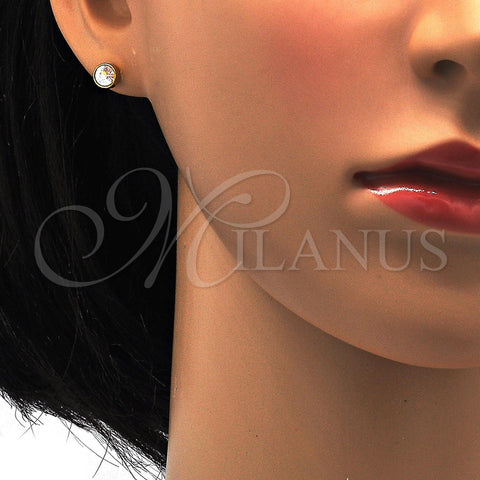 Stainless Steel Stud Earring, with Aurore Boreale Crystal, Polished, Golden Finish, 02.271.0008.8