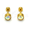 Stainless Steel Stud Earring, with Aurore Boreale Crystal, Polished, Golden Finish, 02.271.0008.8