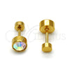 Stainless Steel Stud Earring, with Aurore Boreale Crystal, Polished, Golden Finish, 02.271.0008.8