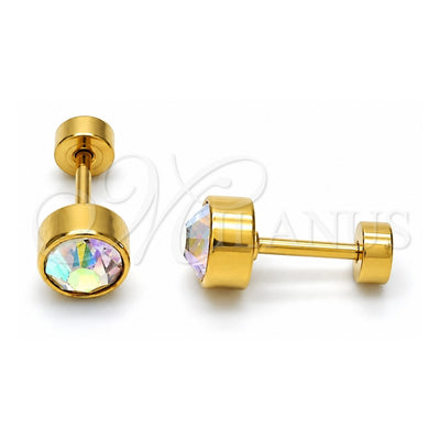 Stainless Steel Stud Earring, with Aurore Boreale Crystal, Polished, Golden Finish, 02.271.0008.8