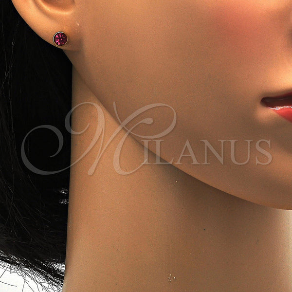 Stainless Steel Stud Earring, with Ruby Crystal, Polished, Golden Finish, 02.271.0008.9