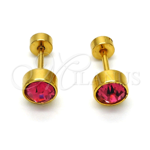 Stainless Steel Ring — Stud Earring with Ruby Crystal Polished 02. — alternate product view — SKU 113320 | Acero Inoxidable anillo — Stud Earring with Ruby cristal pulido 02. — SKU 113320