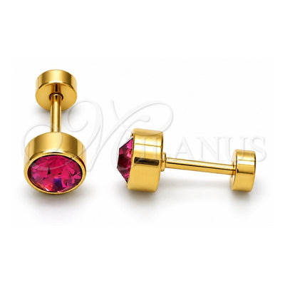Stainless Steel Stud Earring, with Ruby Crystal, Polished, Golden Finish, 02.271.0008.9
