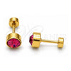 Stainless Steel Stud Earring, with Ruby Crystal, Polished, Golden Finish, 02.271.0008.9