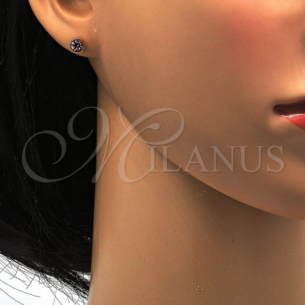 Stainless Steel Ring — Stud Earring with Light Rhodolite Crystal Polished 02. — alternate product view — SKU 113321 | Acero Inoxidable anillo — Stud Earring with Light Rhodolite cristal pulido 02. — SKU 113321