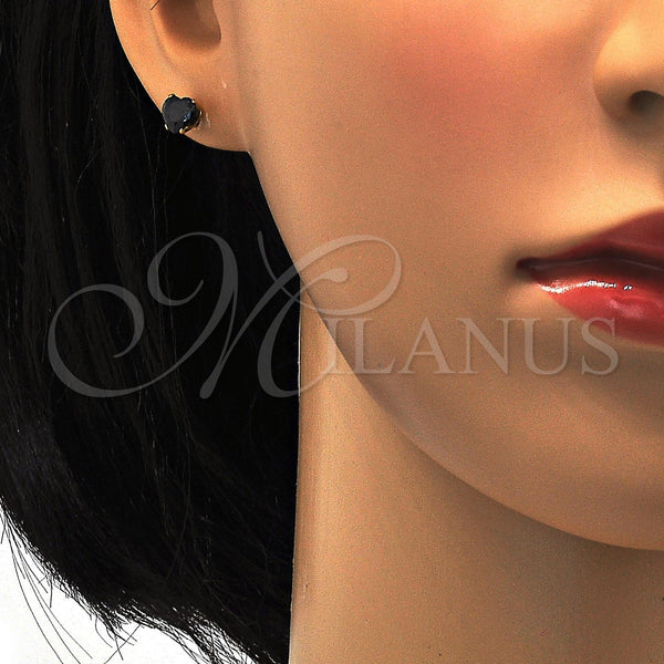 Stainless Steel Ring — Stud Earring Heart Design with Black Cubic Zirconia — alternate product view — SKU 113327 | Acero Inoxidable anillo — Stud Earring corazón diseño with negro Cubic Zirconia — SKU 113327